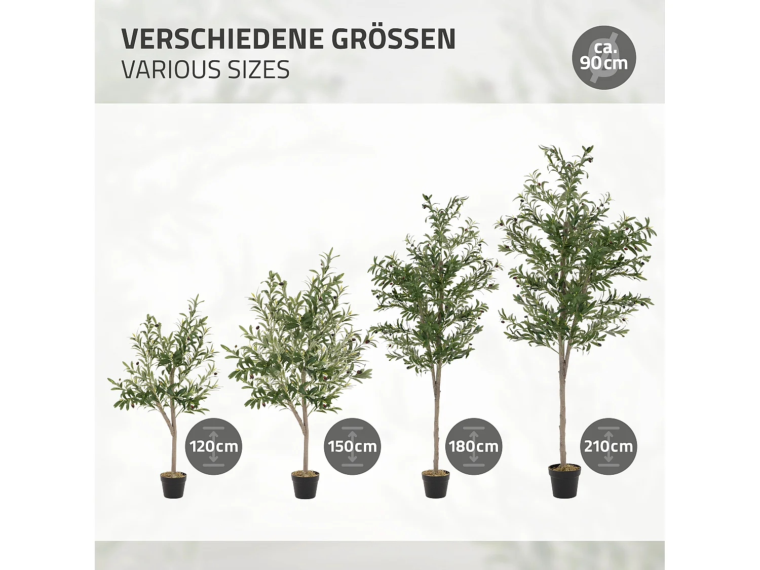 Olivier artificiel Plantes artificielles Arbre artificiel en pot 210 cm