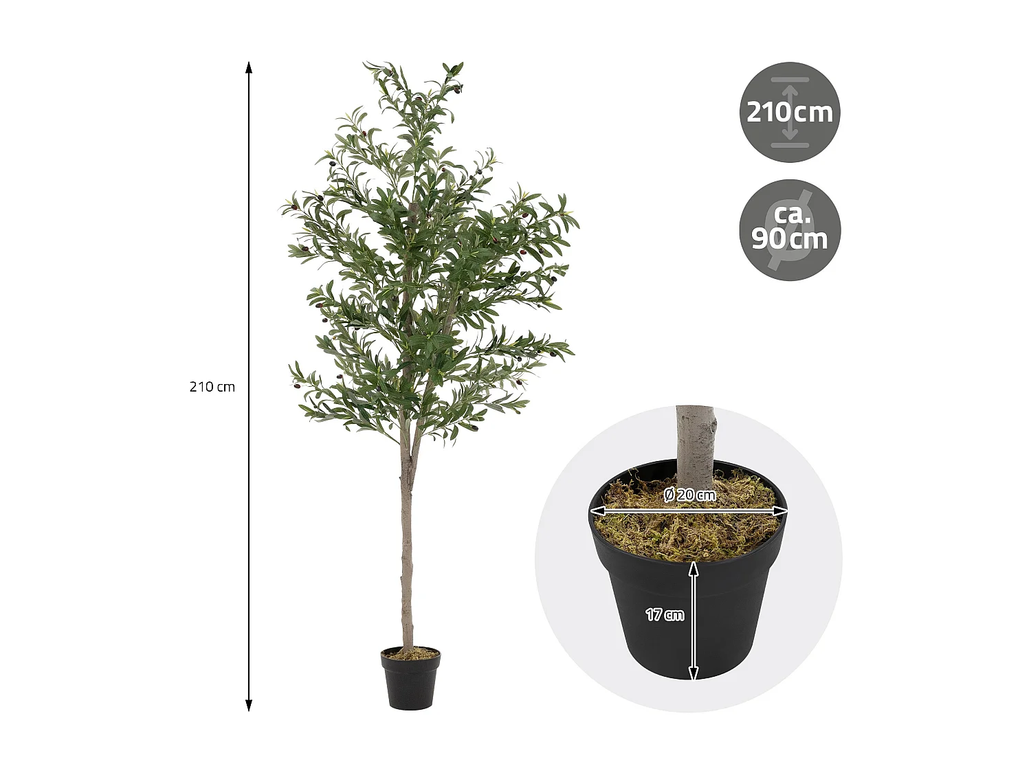 Olivier artificiel Plantes artificielles Arbre artificiel en pot 210 cm