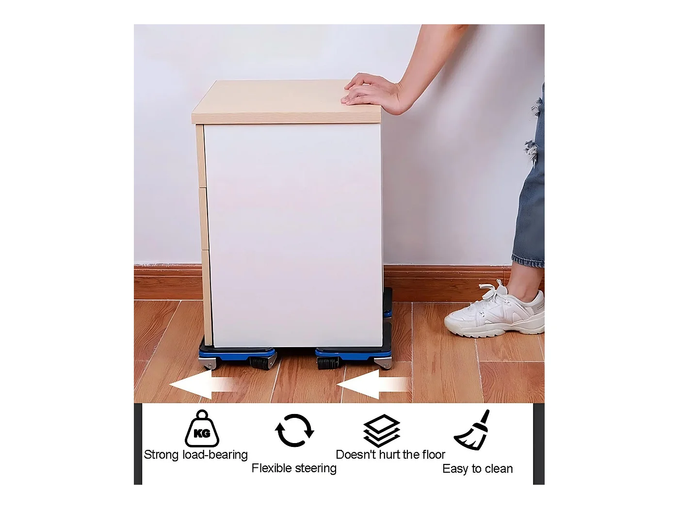 Set di trasporto di mobili, mobili mobili, piastra mobile di sollevamento, con ruote mobili da 4 pezzi, carico massimo 500 kg, blu