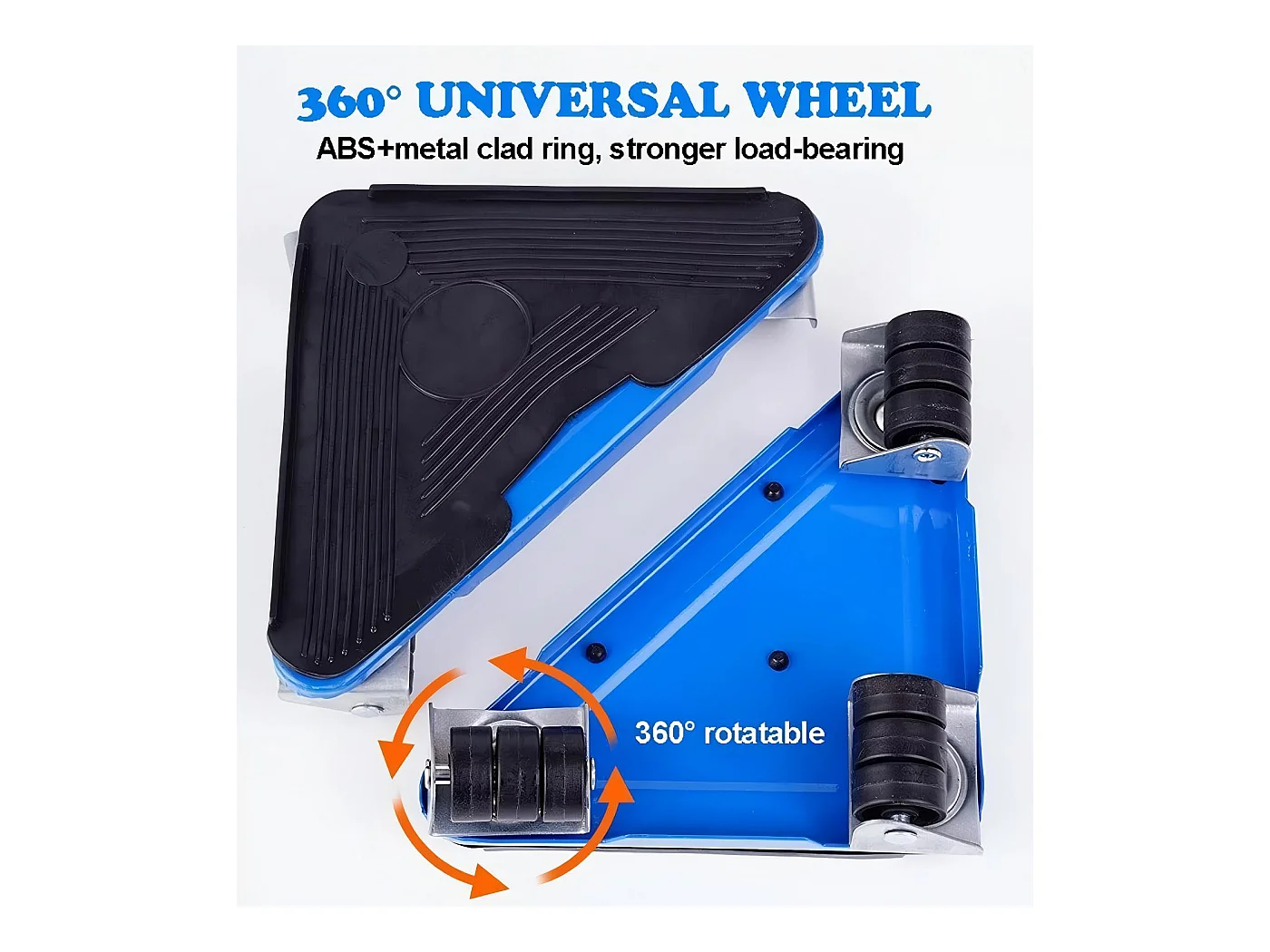 Set di trasporto di mobili, mobili mobili, piastra mobile di sollevamento, con ruote mobili da 4 pezzi, carico massimo 500 kg, blu