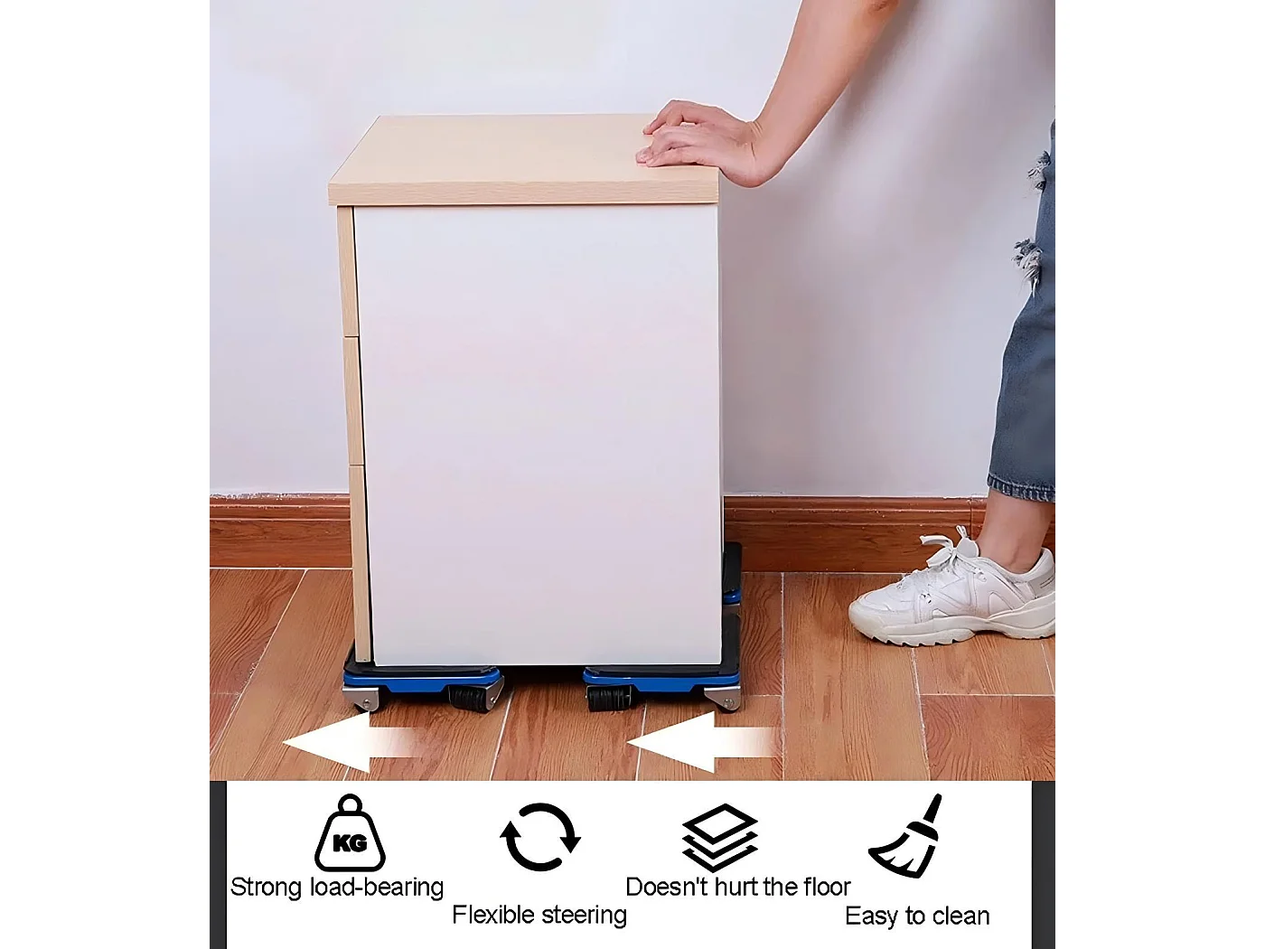 Conjunto de transporte de móveis, motor de móveis, levantamento de placas móveis, com rodas de móveis 4pcs, carga máxima 500 kg, azul