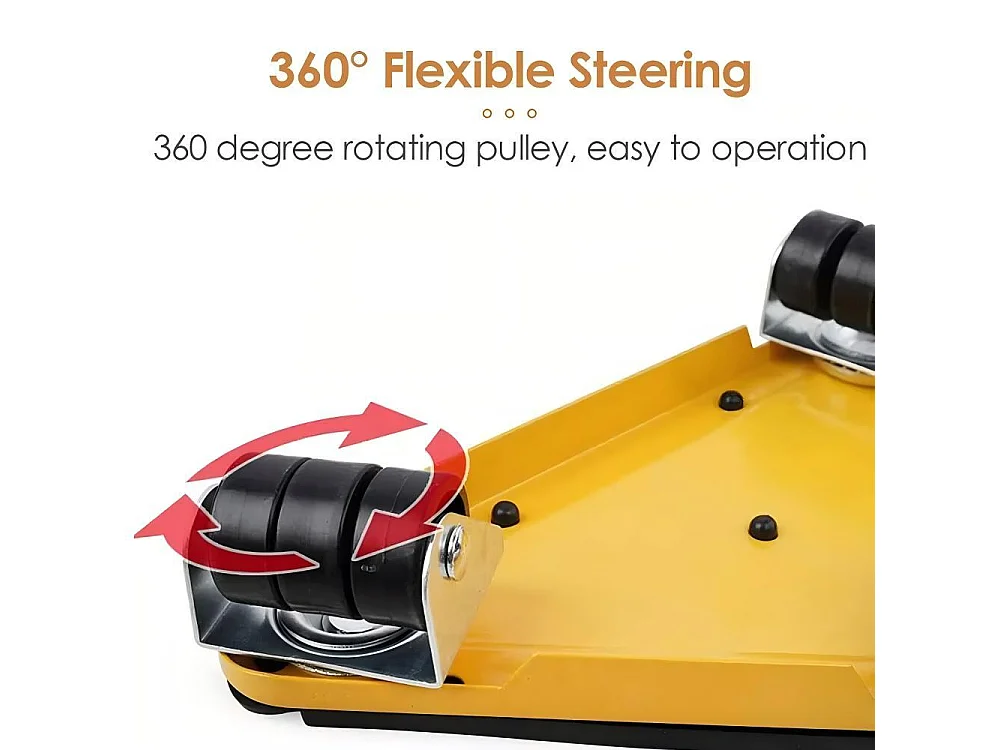 Set di trasporto di mobili, mobili mobili, piastra mobile di sollevamento, con ruote mobili da 4 pezzi, carico massimo 500 kg, giallo