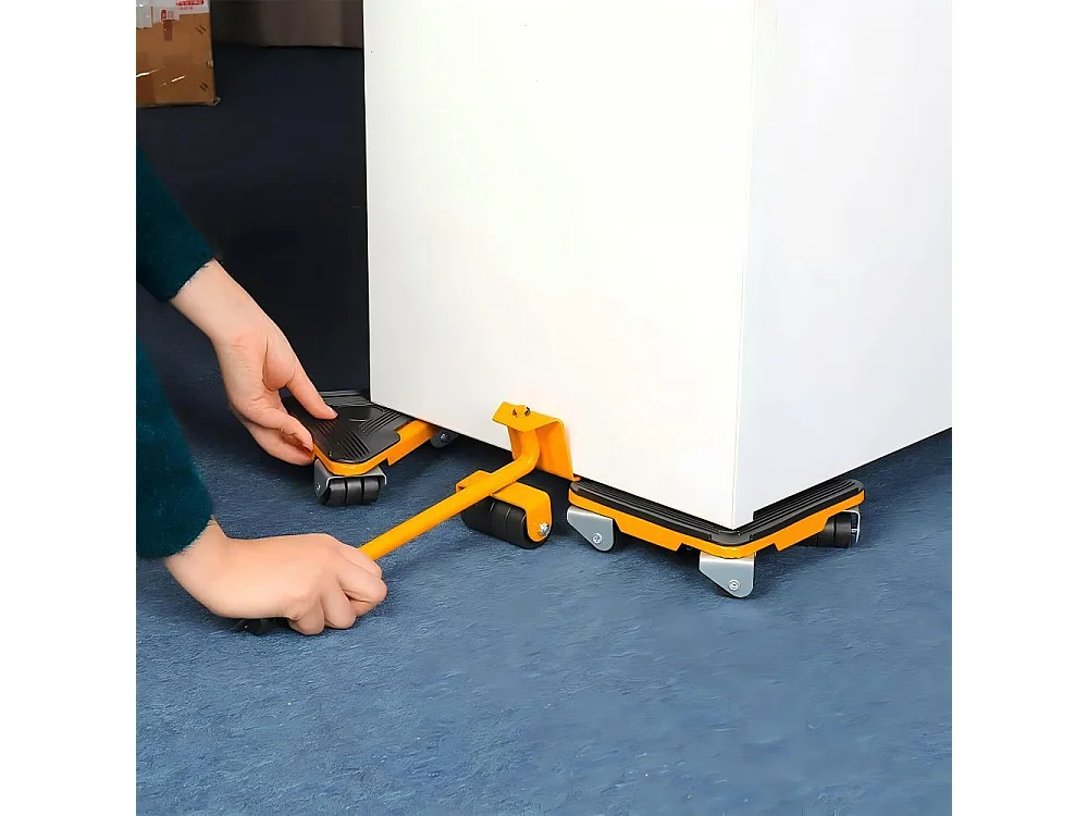 Set di trasporto di mobili, mobili mobili, piastra mobile di sollevamento, con ruote mobili da 4 pezzi, carico massimo 500 kg, giallo