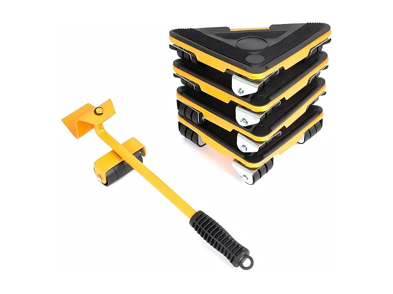 Ensemble de Transport de Meubles, Déménageur Meubles, Plaque Mobile de Levage, avec 4pcs roues de meubles, Charge max 500 kg, Jaune