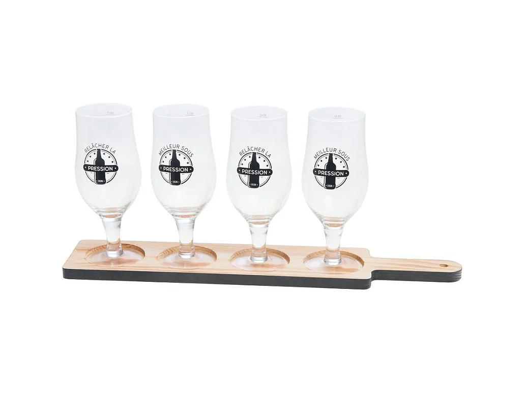 Planche à bière 4 verres pression
