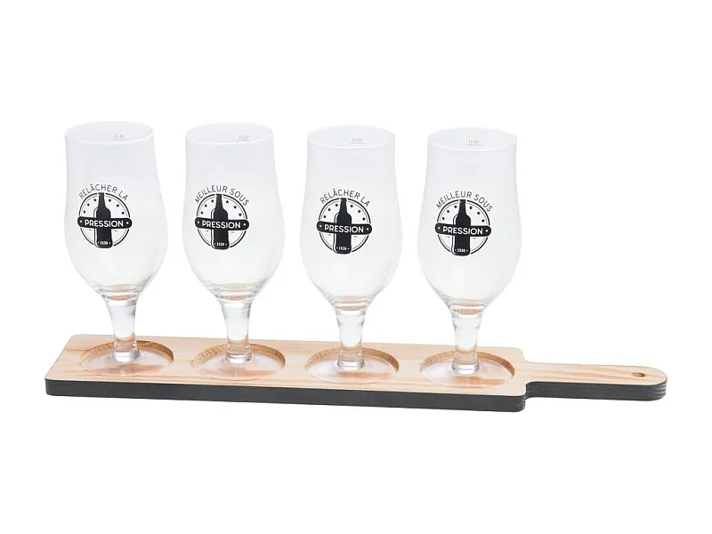 Planche à bière 4 verres pression