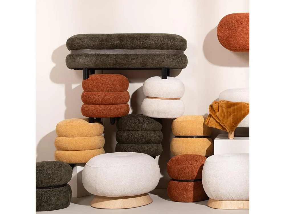 Pouf Nuage en velours jaune 42 cm