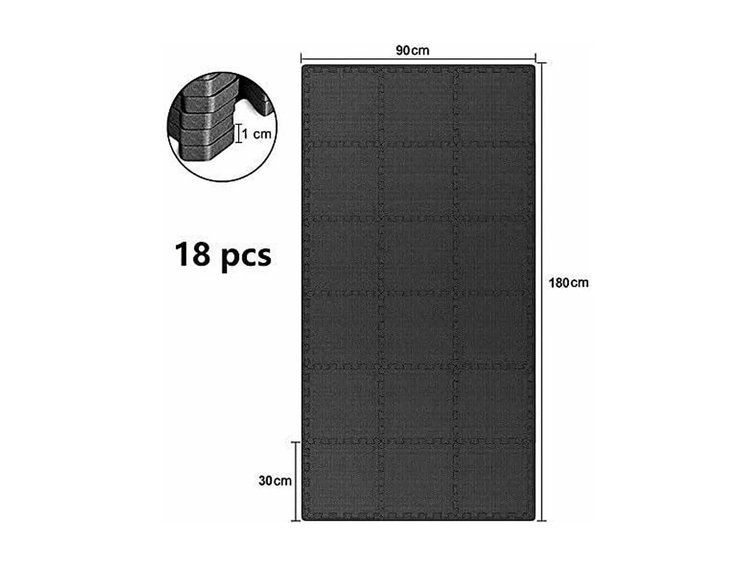 Schuimtapijt, 18 stks, Eva 30x30cm schuim, vloersporttapijt, BPA -vrij schuimtegels, gym tapijt