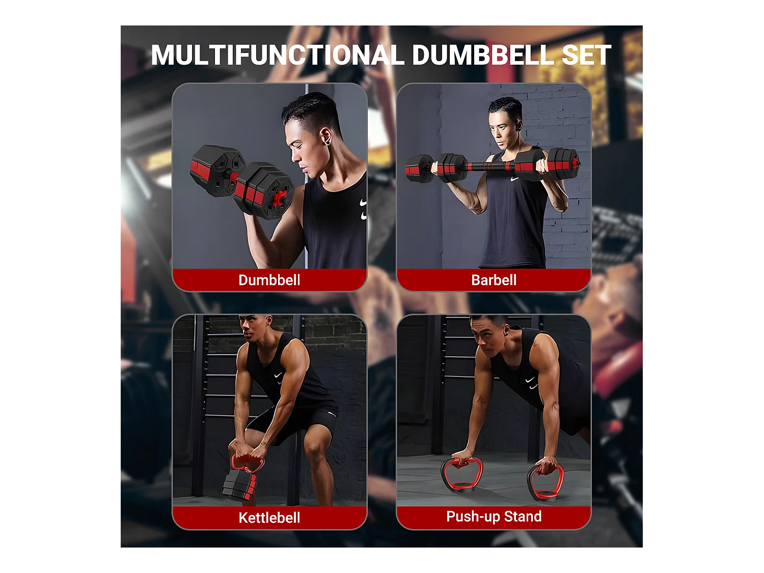 Kurzes oder langes Hantel -Set oder Kettlebell 3 in 1, 20 kg verstellbare Hantel, für die Fitness der Heim- und Bodybuilding