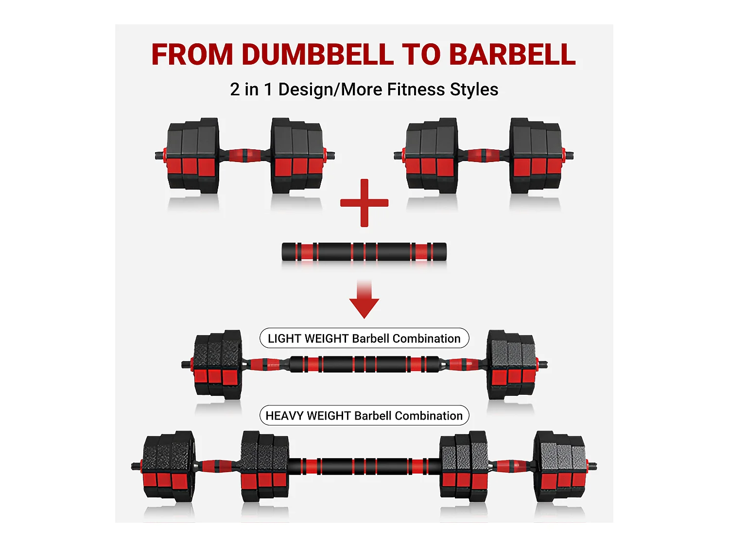 Kurzes oder langes Hantel -Set oder Kettlebell 3 in 1, 20 kg verstellbare Hantel, für die Fitness der Heim- und Bodybuilding