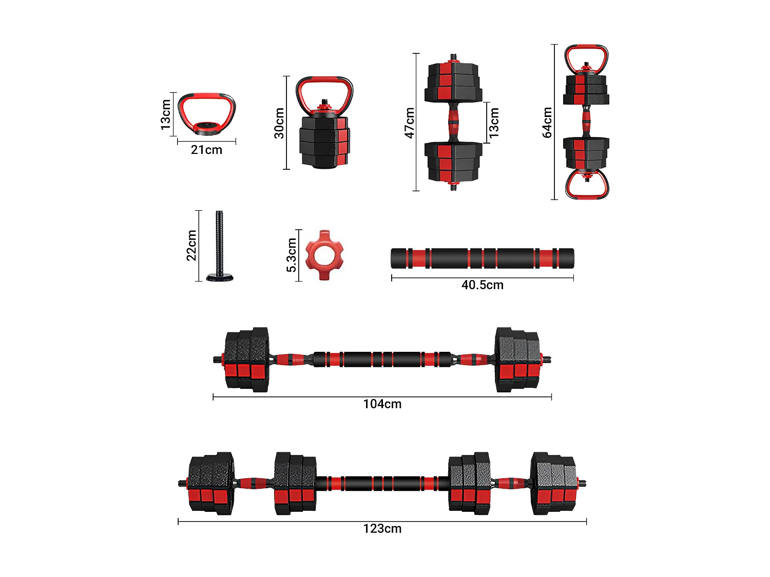 3 in 1 Dumbbell of Kettlebell Set, Verstelbare Dumbbell 20kg, Geschikt voor Home Fitness en Bodybuilding