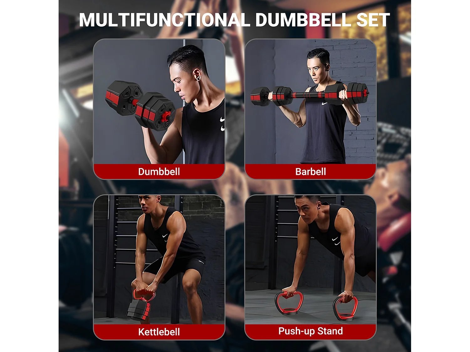 3 in 1 Dumbbell of Kettlebell Set, Verstelbare Dumbbell 20kg, Geschikt voor Home Fitness en Bodybuilding