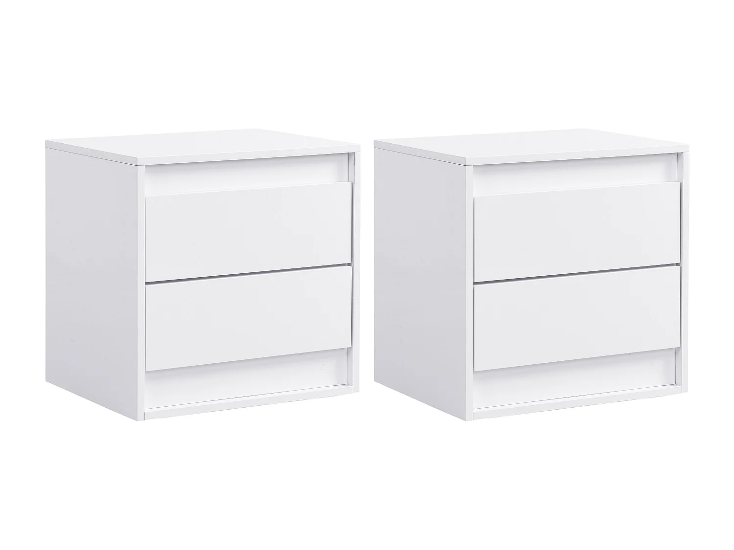 Lot de 2 tables de chevet 2 tiroirs - Avec LEDs - MDF - Blanc - RUKALO