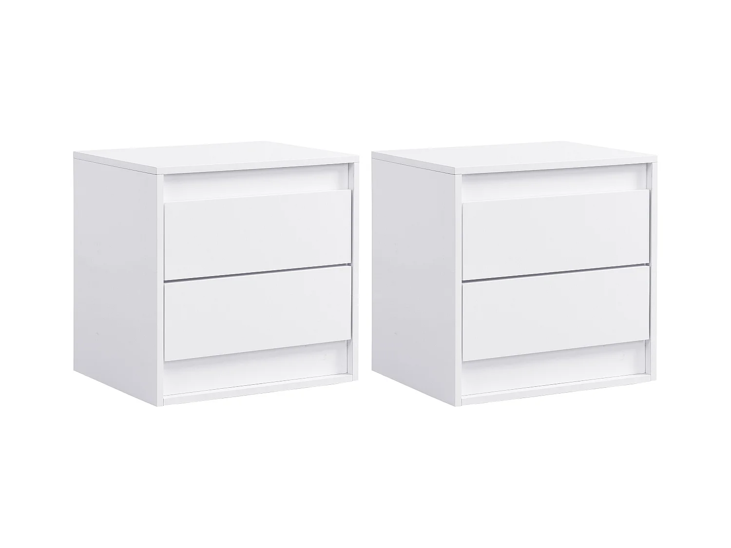 Lote de 2 mesitas de noche con 2 cajones - Con luces LED - MDF - Blanco - RUKALO