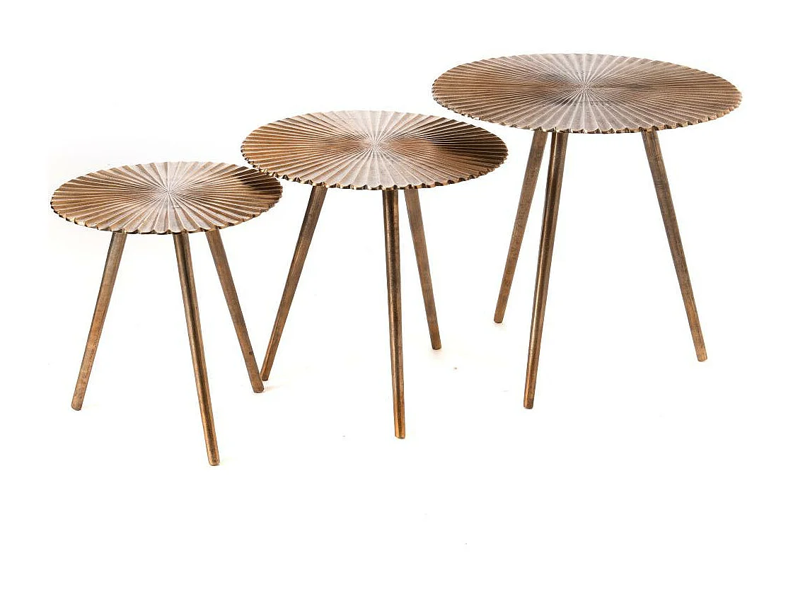 Set de 3 bouts de canapé Soleil or