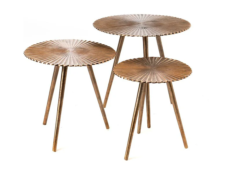 Set de 3 bouts de canapé Soleil or