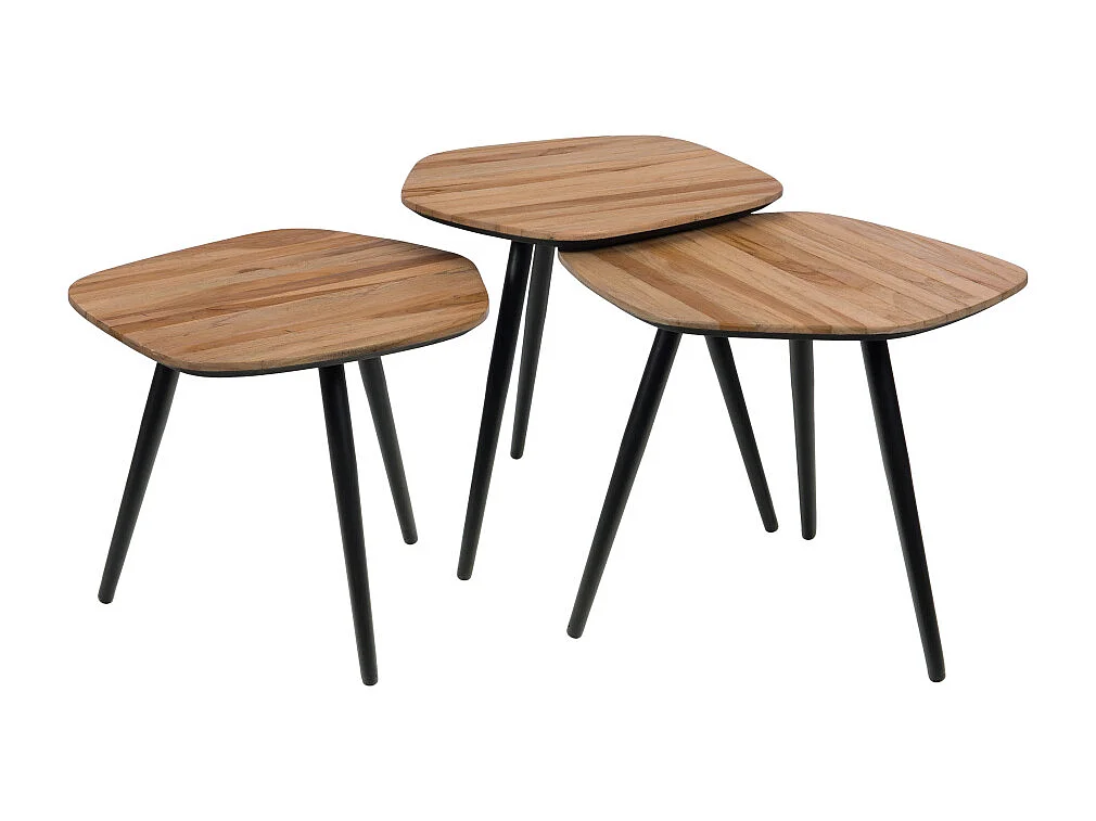 Set de 3 bouts de canapé Bella en teck