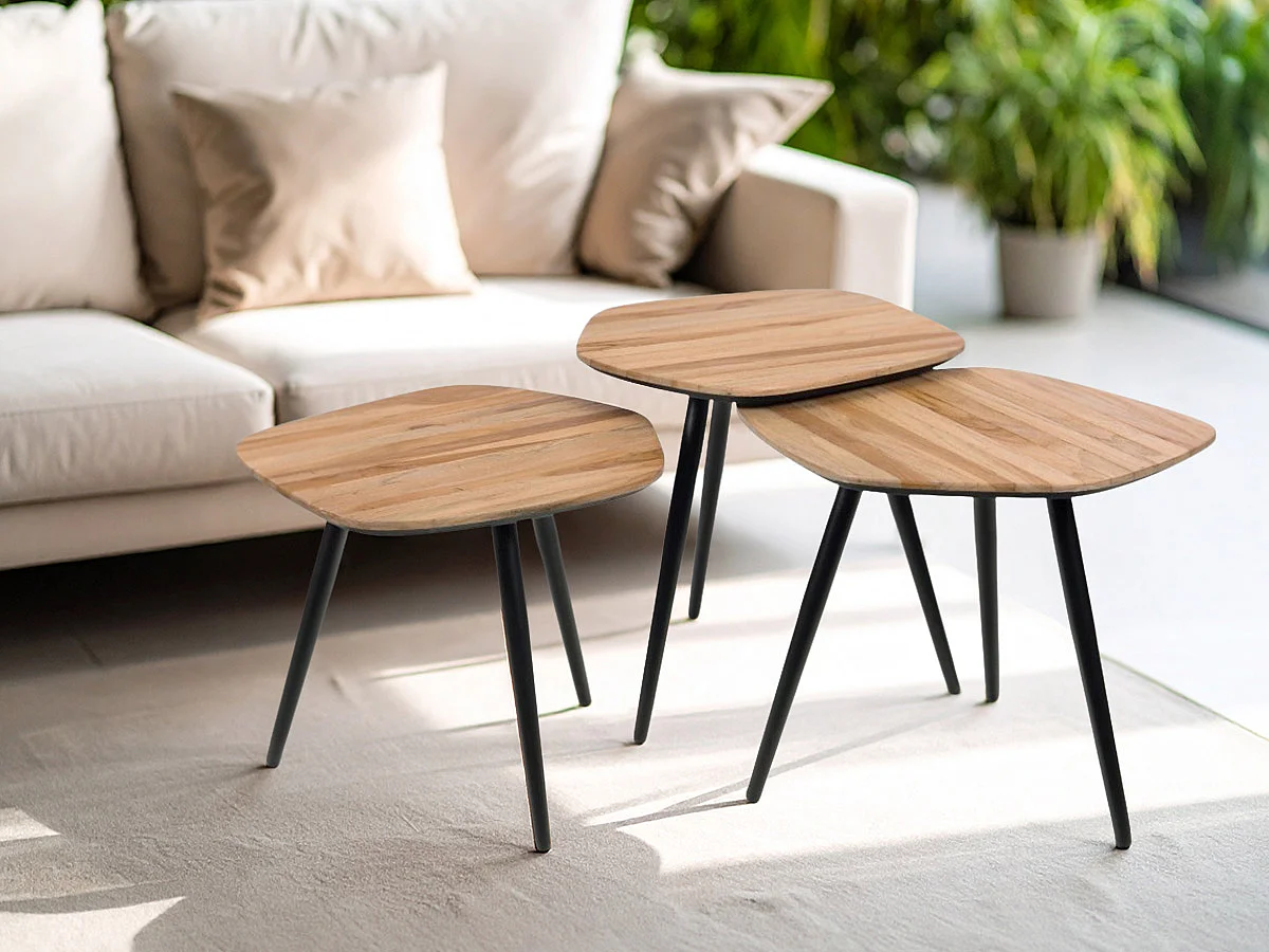 Set de 3 bouts de canapé Bella en teck