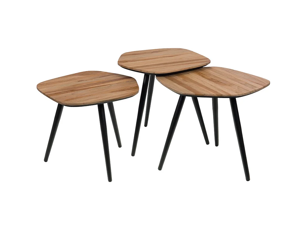 Set de 3 bouts de canapé Bella en teck