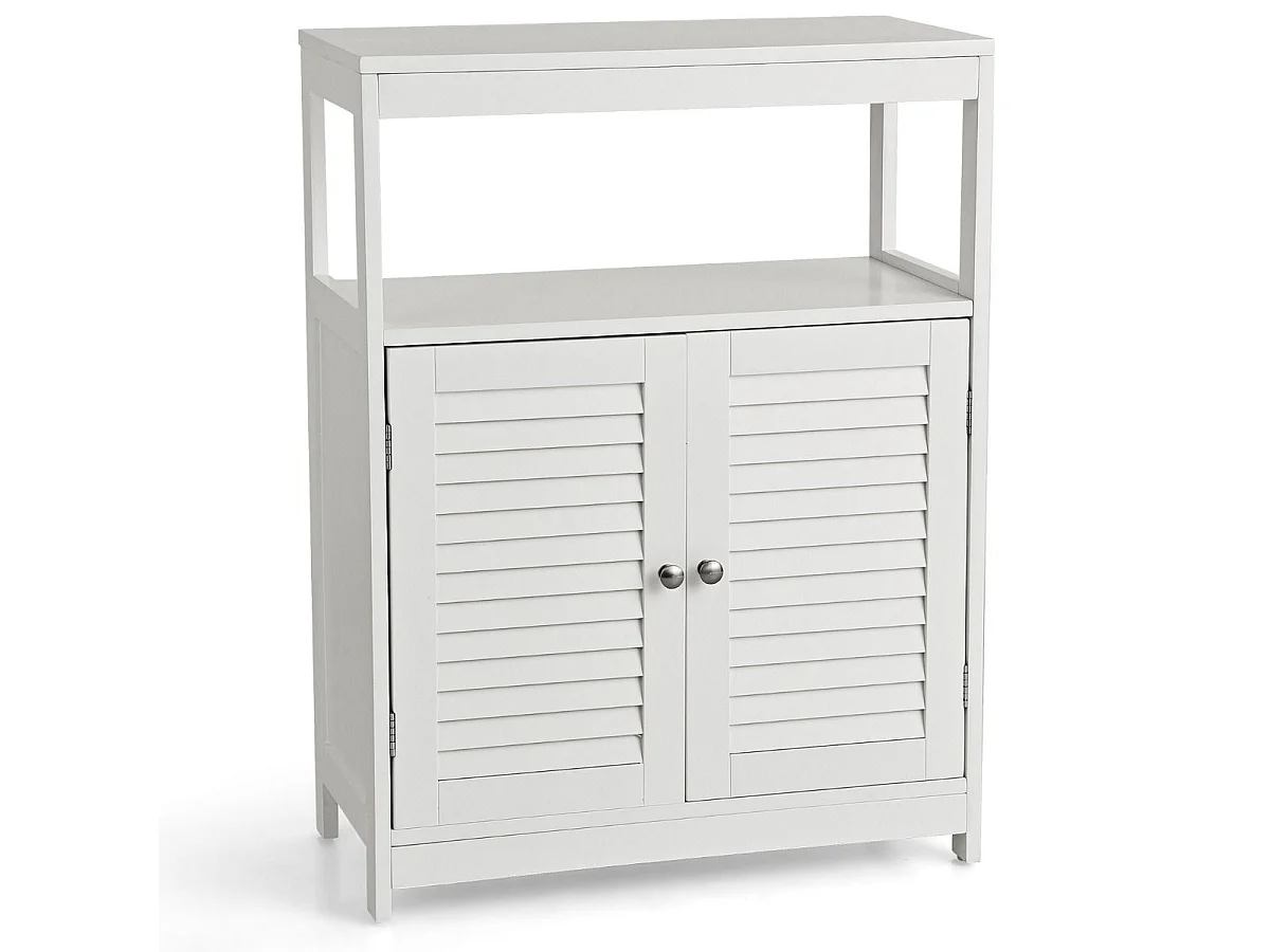 Meuble de salle de bain avec 2 portes à lamelles et etagères 60 x 30 x 80,5 cm