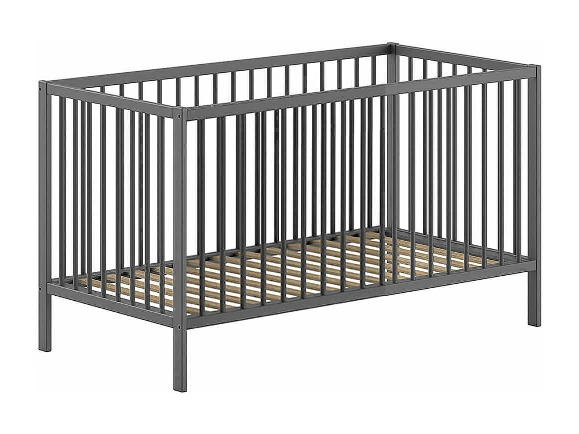 ELIOTT - Lit Bébé Evolutif  70x140 en Hêtre Massif Laqué Anthracite