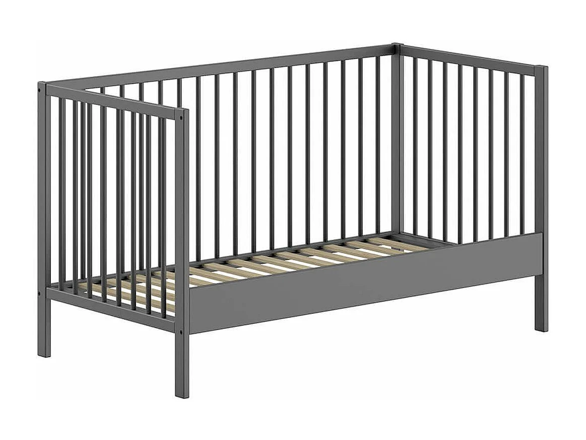 ELIOTT - Lit Bébé Evolutif  70x140 en Hêtre Massif Laqué Anthracite