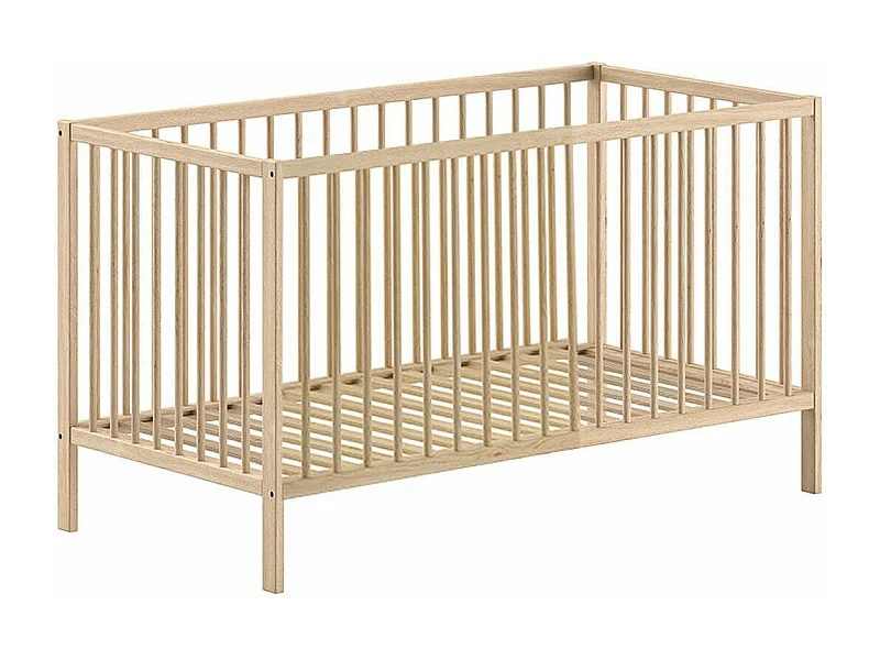 ELIOTT - Lit Bébé Evolutif 70x140 en Hêtre Massif Vernis Naturel