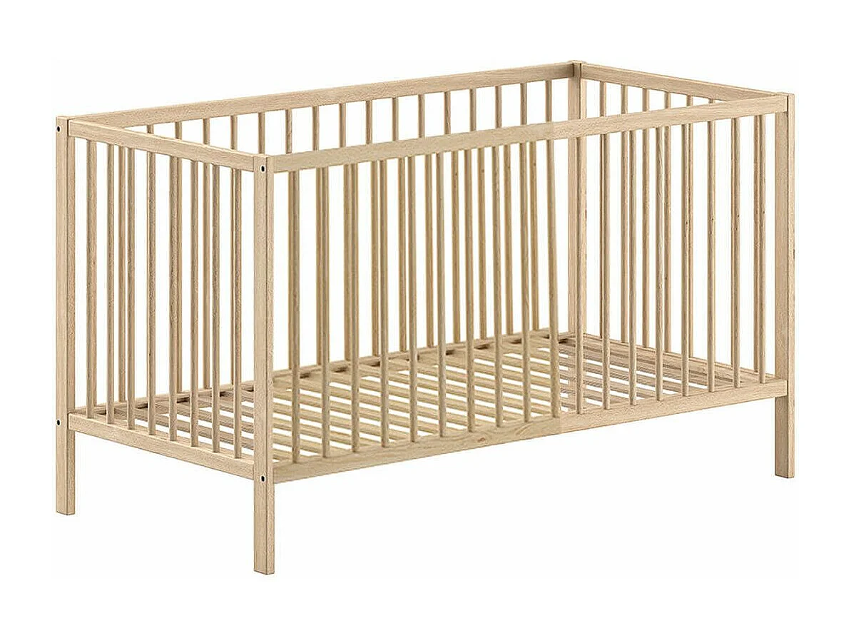 ELIOTT - Lit Bébé Evolutif 70x140 en Hêtre Massif Vernis Naturel