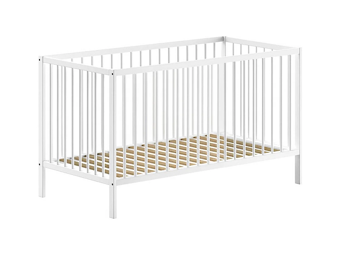 ELIOTT - Lit Bébé Evolutif  70x140 en Hêtre Massif Laqué Blanc