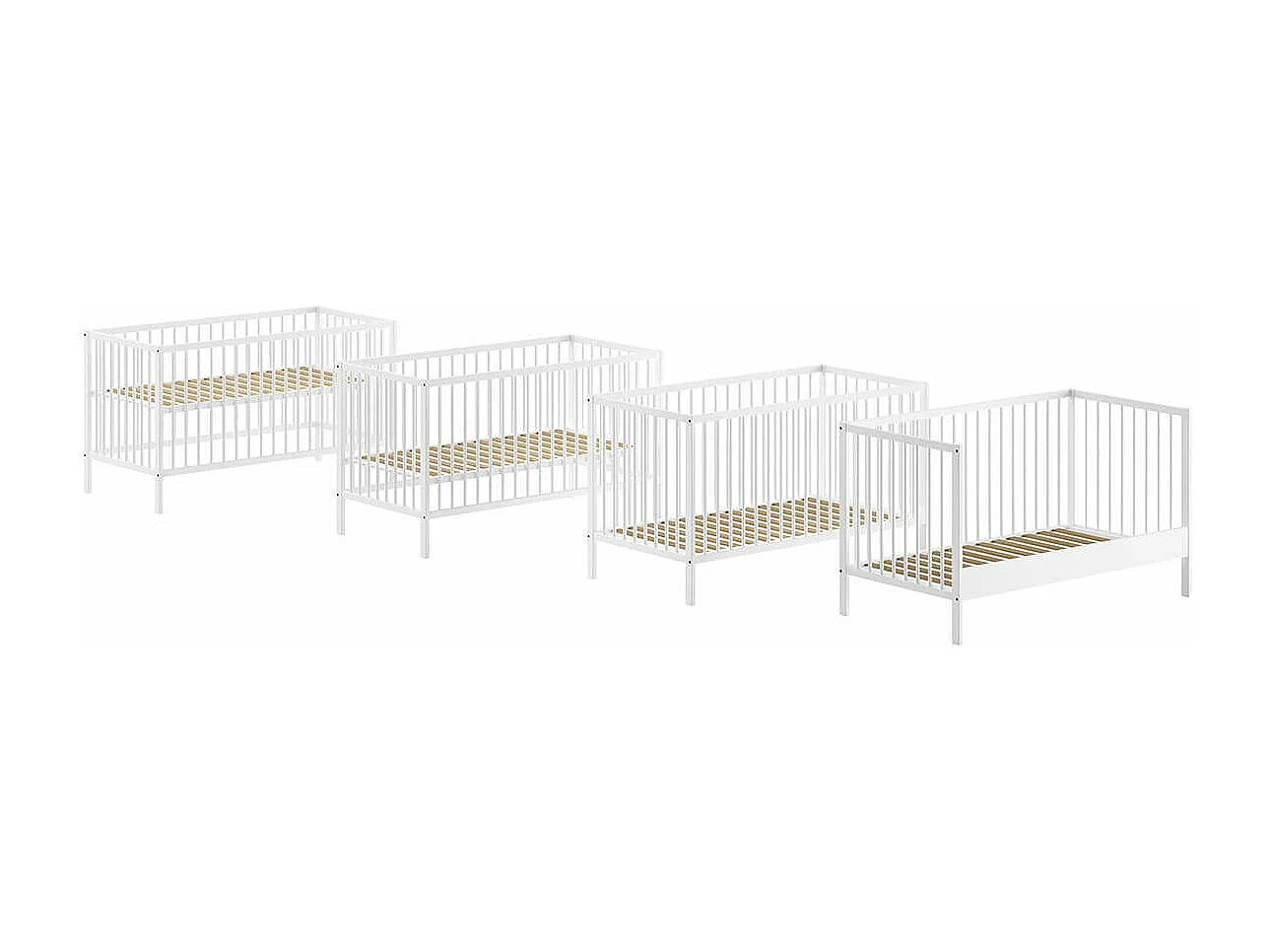 ELIOTT - Lit Bébé Evolutif 70x140 en Hêtre Massif Laqué Blanc