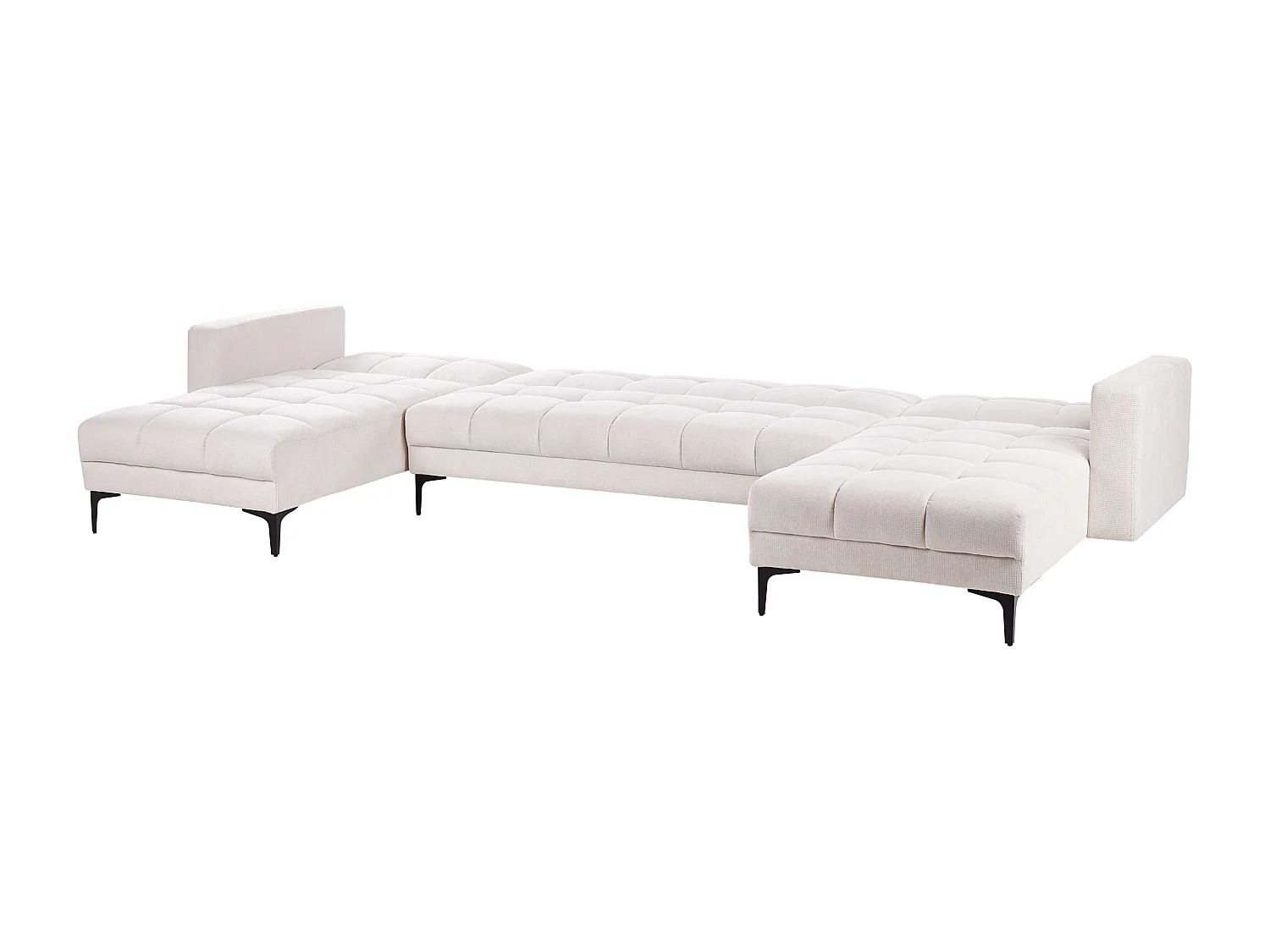 Sofá-cama modular em forma de U ALNES Tecido Branco creme 5 lugares