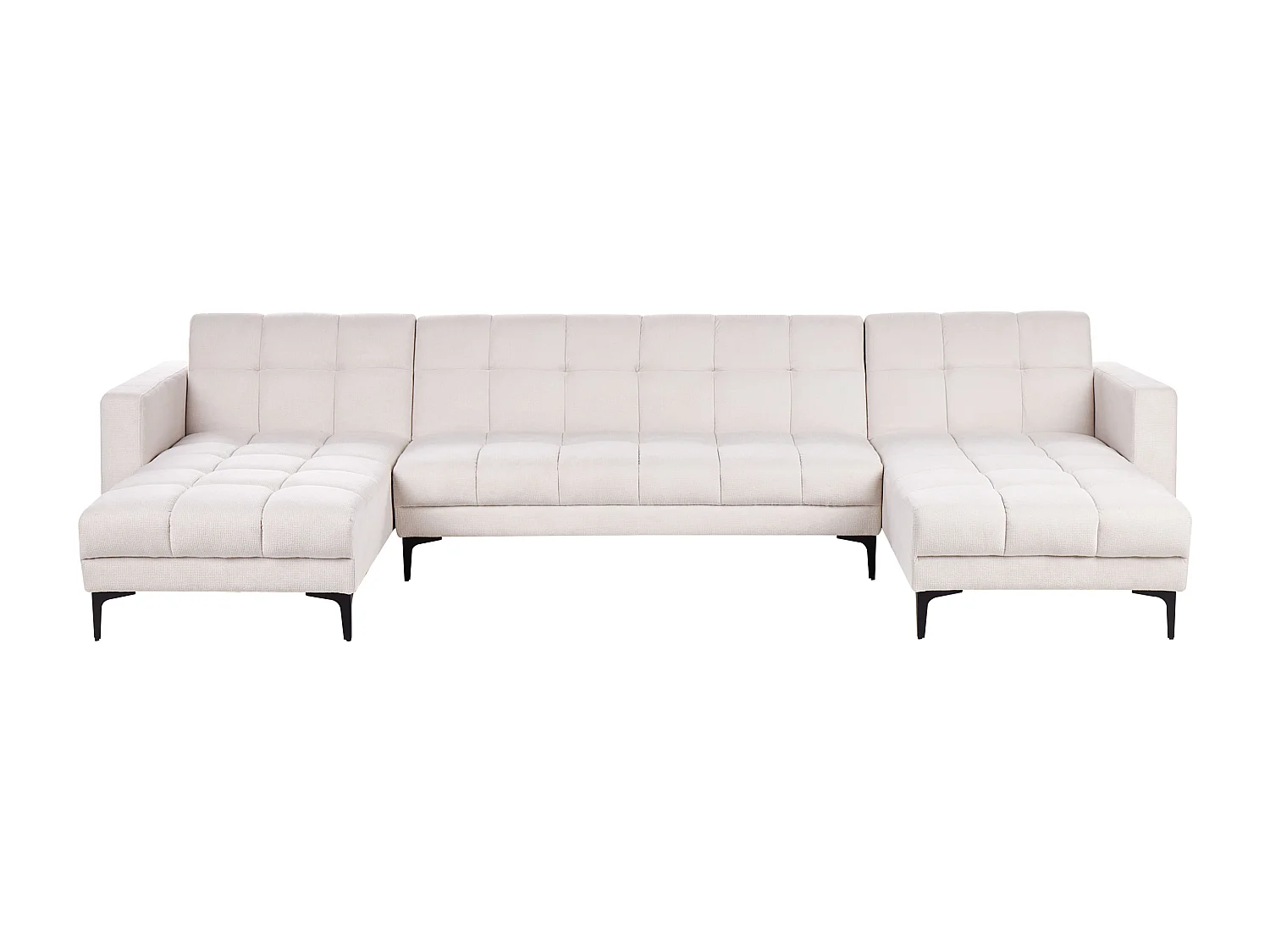 Canapé-lit modulable en forme de U 5 places ALNES Tissu Blanc cassé