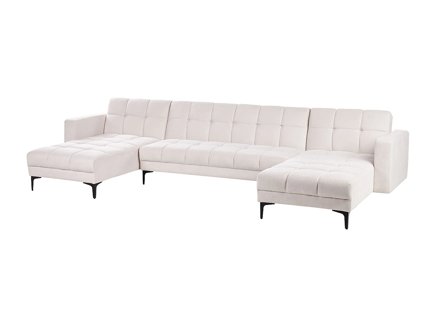 Canapé-lit modulable en forme de U 5 places ALNES Tissu Blanc cassé