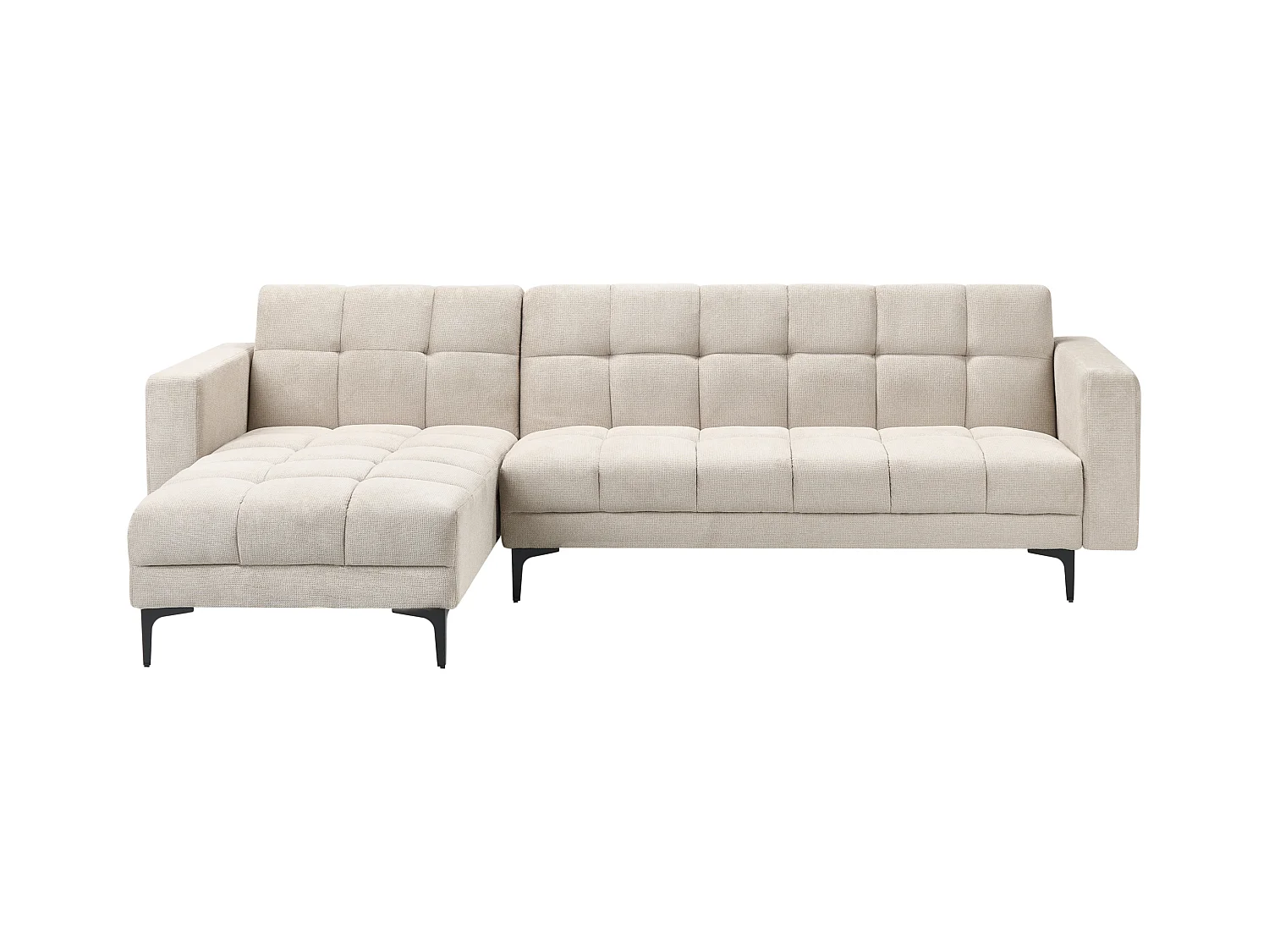 Canapé-lit d'angle modulable 4 places ALNES Tissu Beige Côté droit