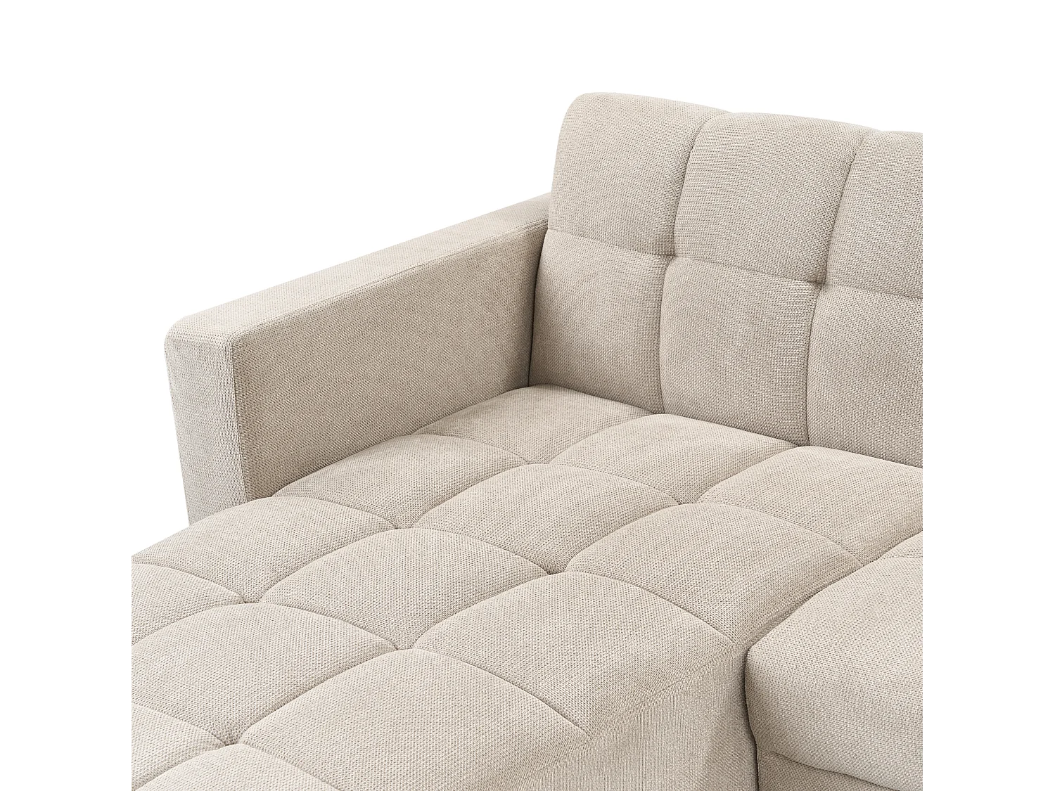 Canapé-lit d'angle modulable 4 places ALNES Tissu Beige Côté droit