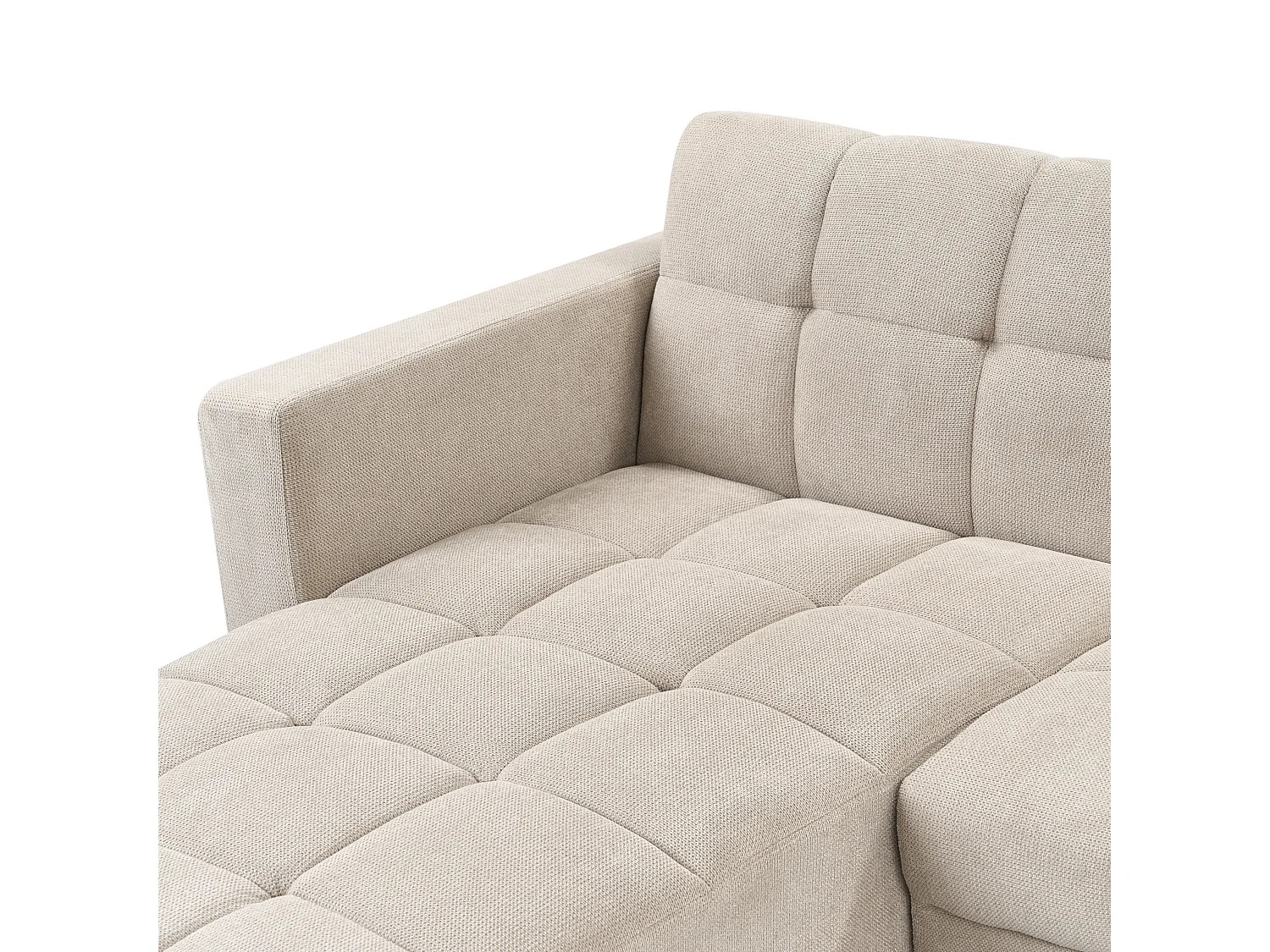 Canapé-lit d'angle modulable 4 places ALNES Tissu Beige Côté droit