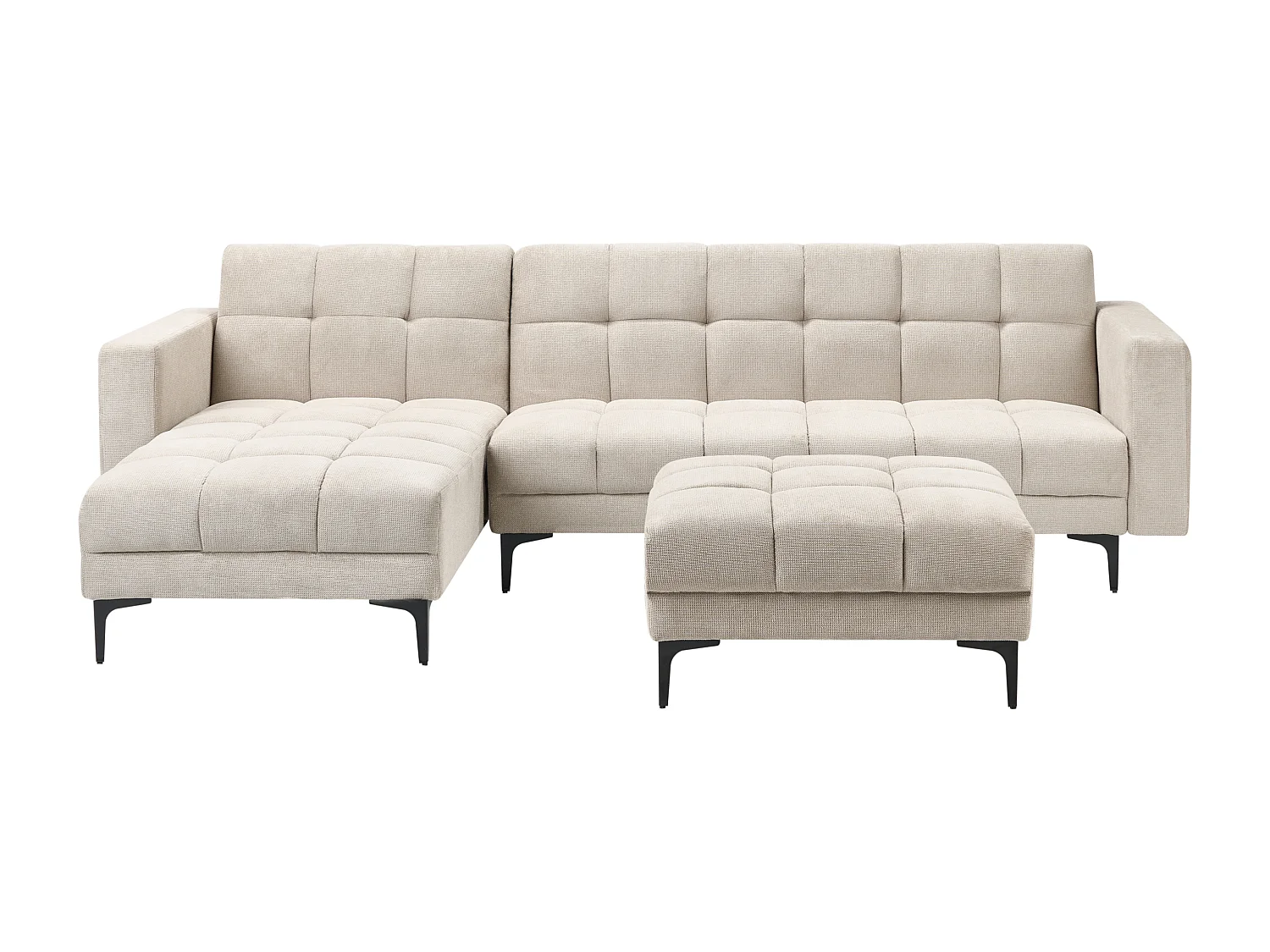 Canapé-lit d'angle modulable 4 places ALNES Tissu Beige Côté droit