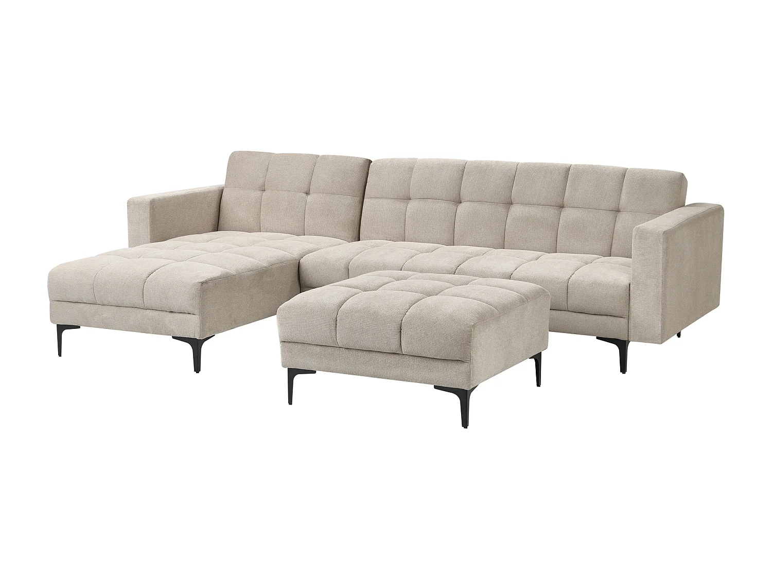 Canapé-lit d'angle modulable 4 places ALNES Tissu Beige Côté droit