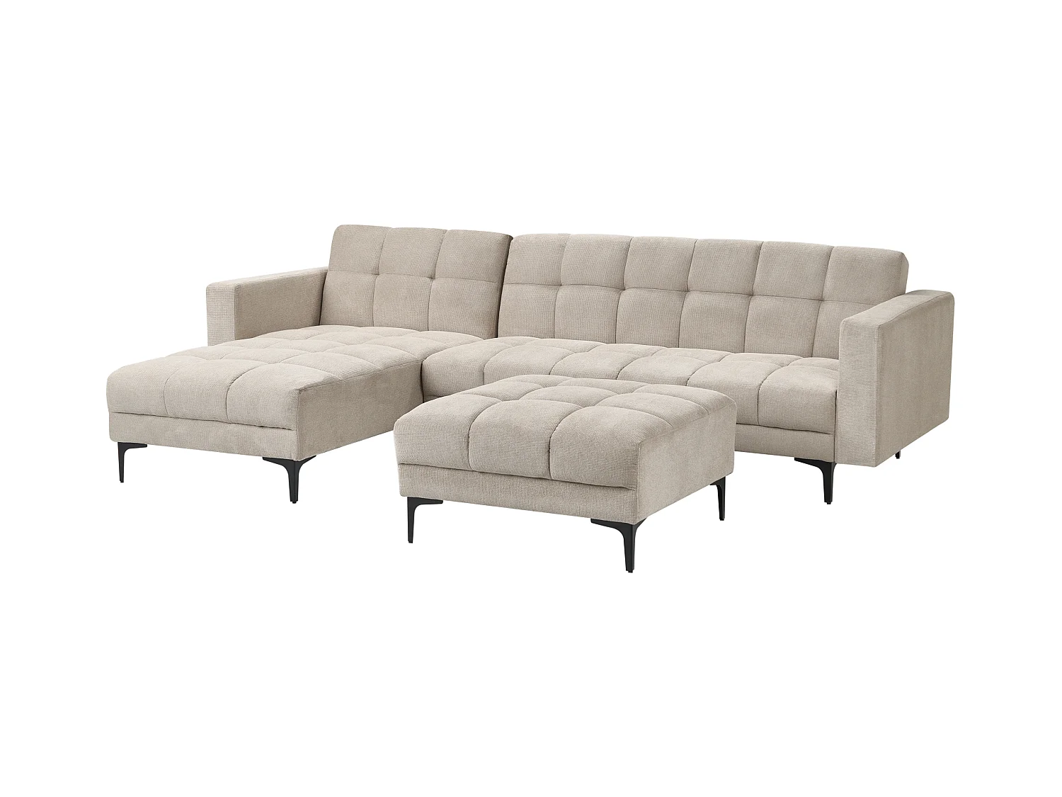 Canapé-lit d'angle modulable 4 places ALNES Tissu Beige Côté droit