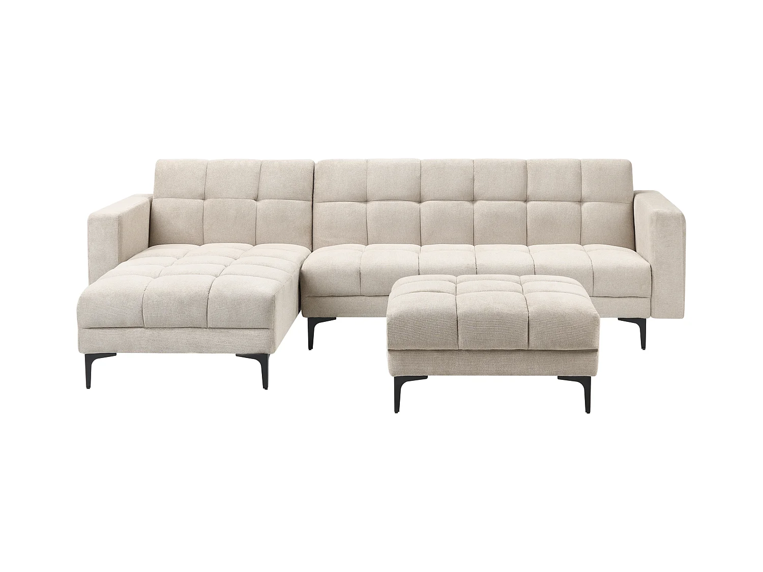 Canapé-lit d'angle modulable 4 places ALNES Tissu Beige Côté droit