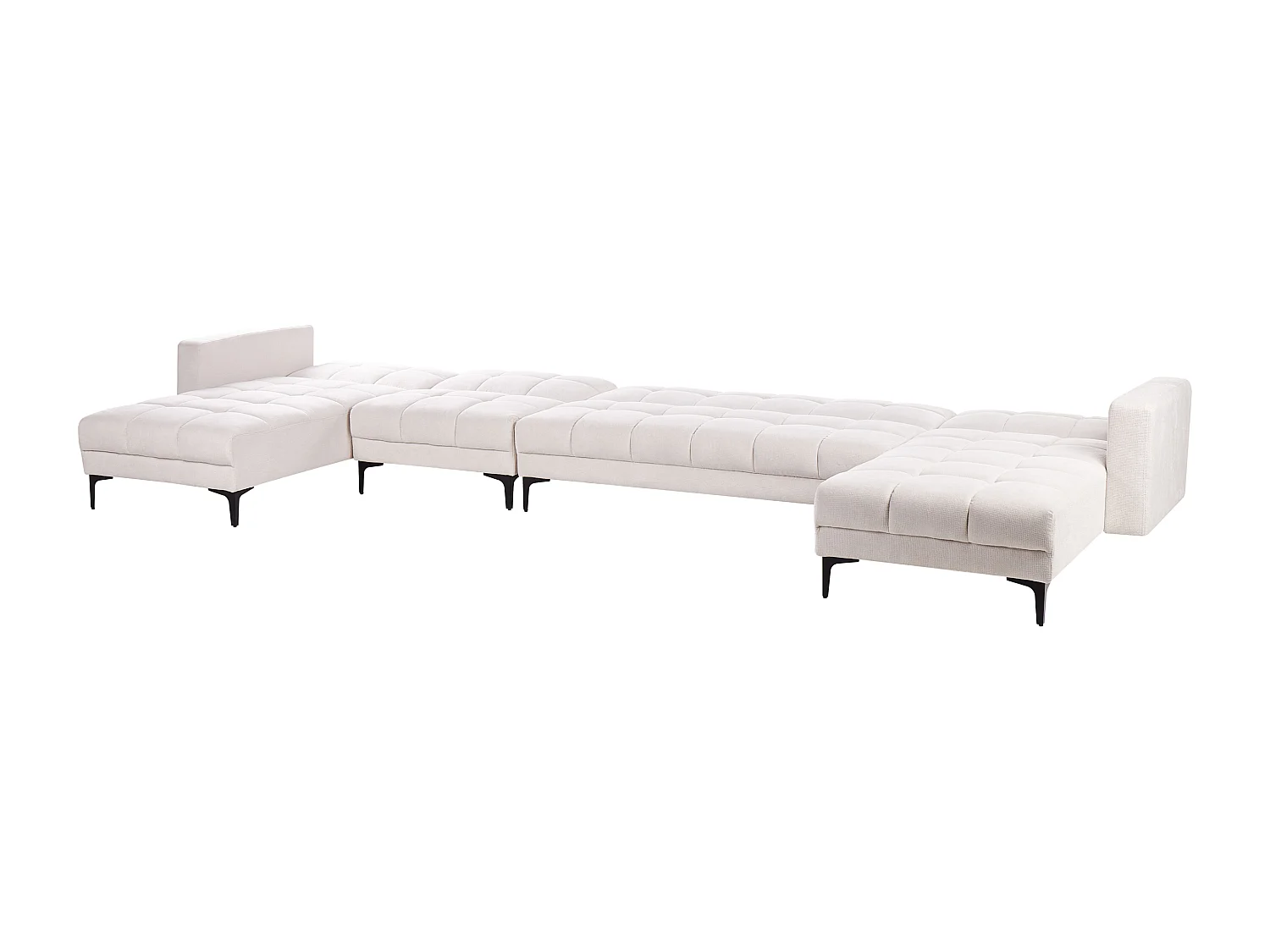 Sofá-cama modular em forma de U ALNES Tecido Branco creme 6 lugares