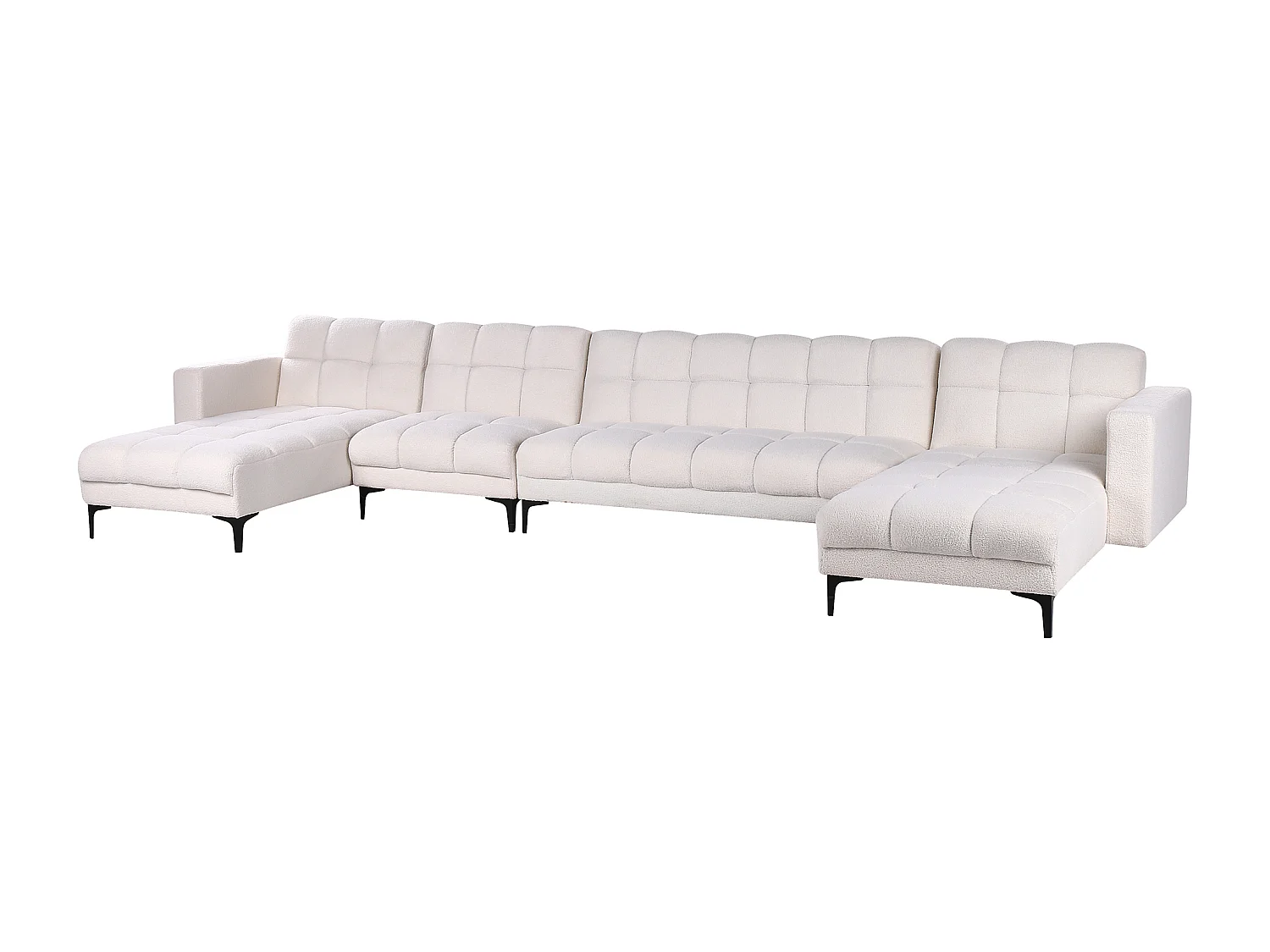 Canapé-lit modulable en forme de U 6 places ALNES Bouclé Blanc