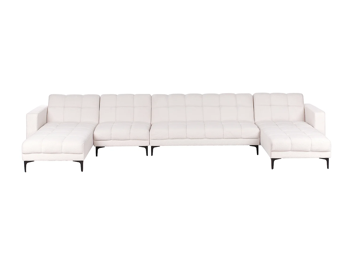 Canapé-lit modulable en forme de U 6 places ALNES Bouclé Blanc