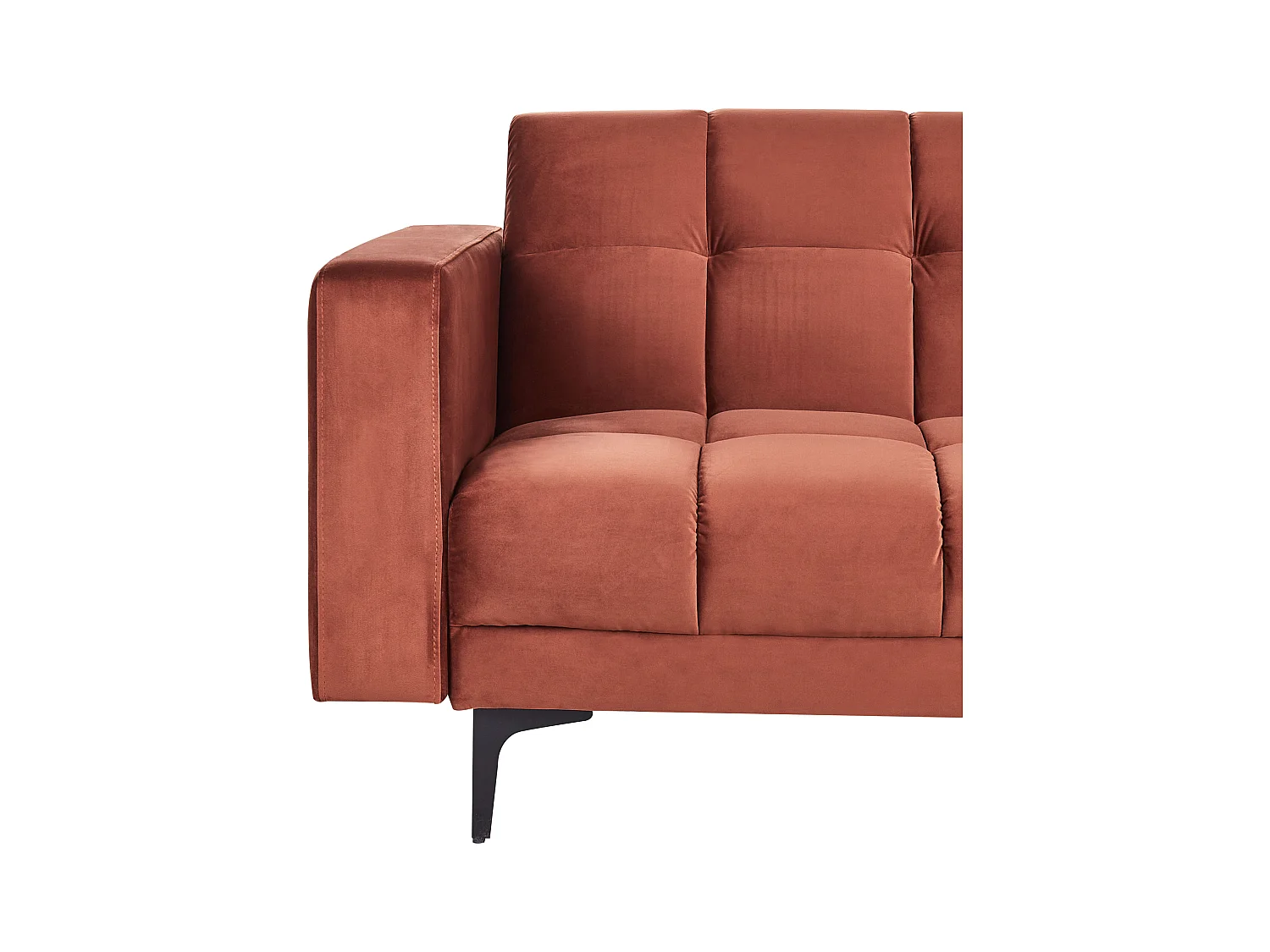 Wohnlandschaft Samtstoff rot gesteppt 5-Sitzer U-Form mit Schlaffunktion Alnes