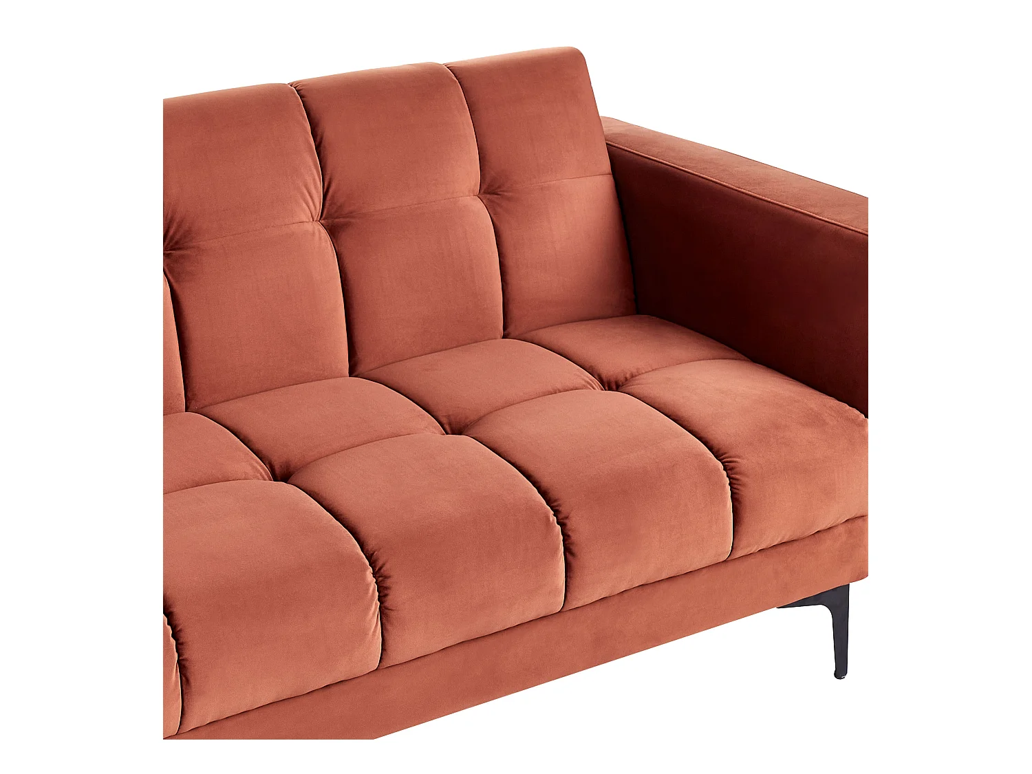 Wohnlandschaft Samtstoff rot gesteppt 5-Sitzer U-Form mit Schlaffunktion Alnes