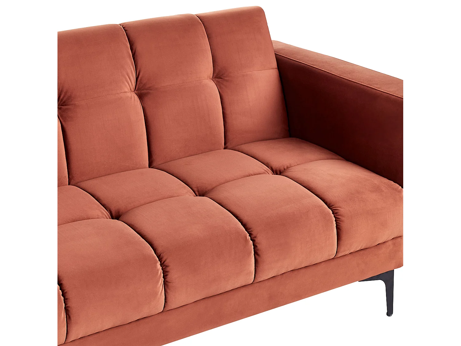 Wohnlandschaft Samtstoff rot gesteppt 5-Sitzer U-Form mit Schlaffunktion Alnes