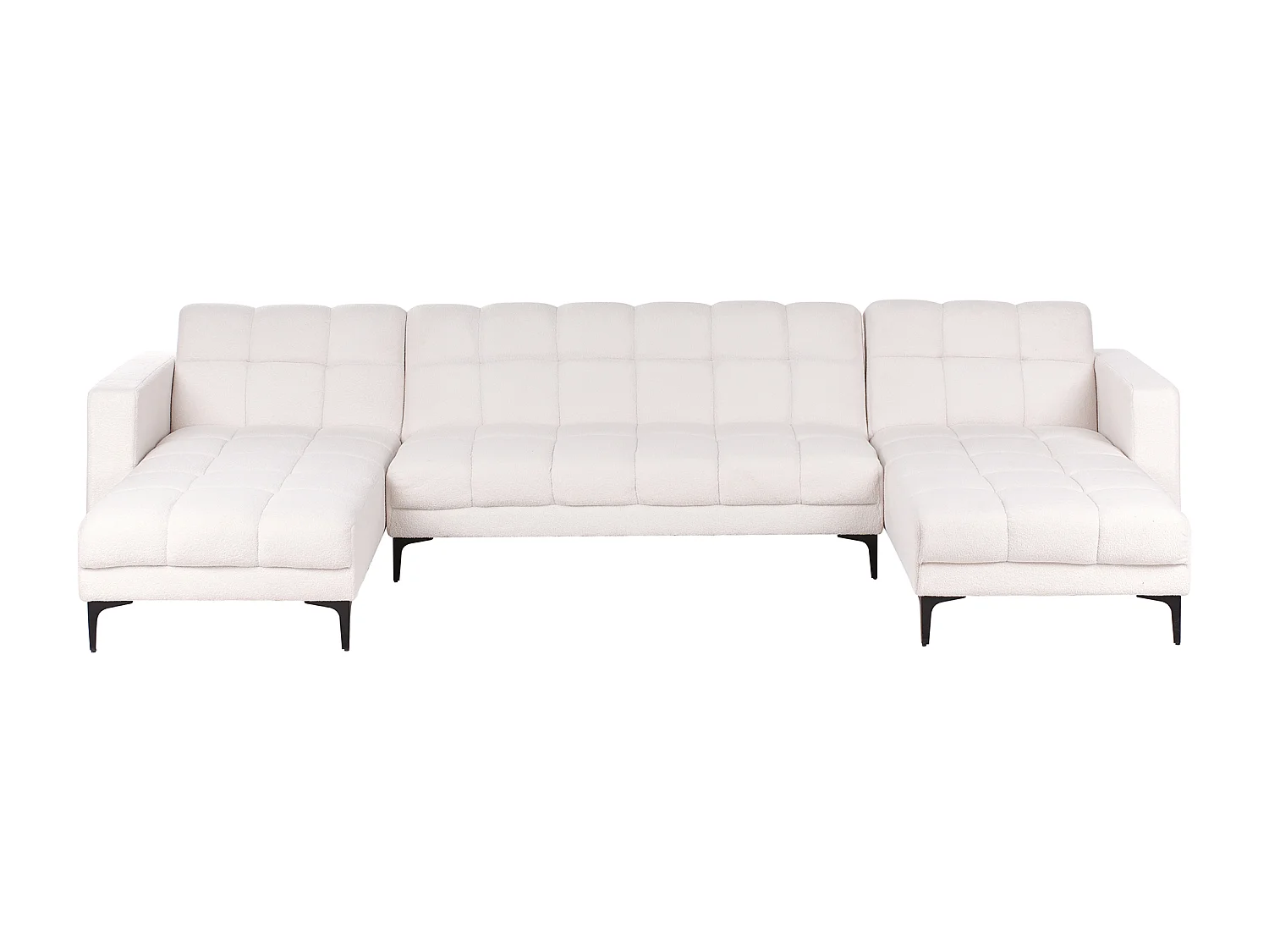 Modulaire U-vormige slaapbank ALNES Bouclé Wit 5-zitter