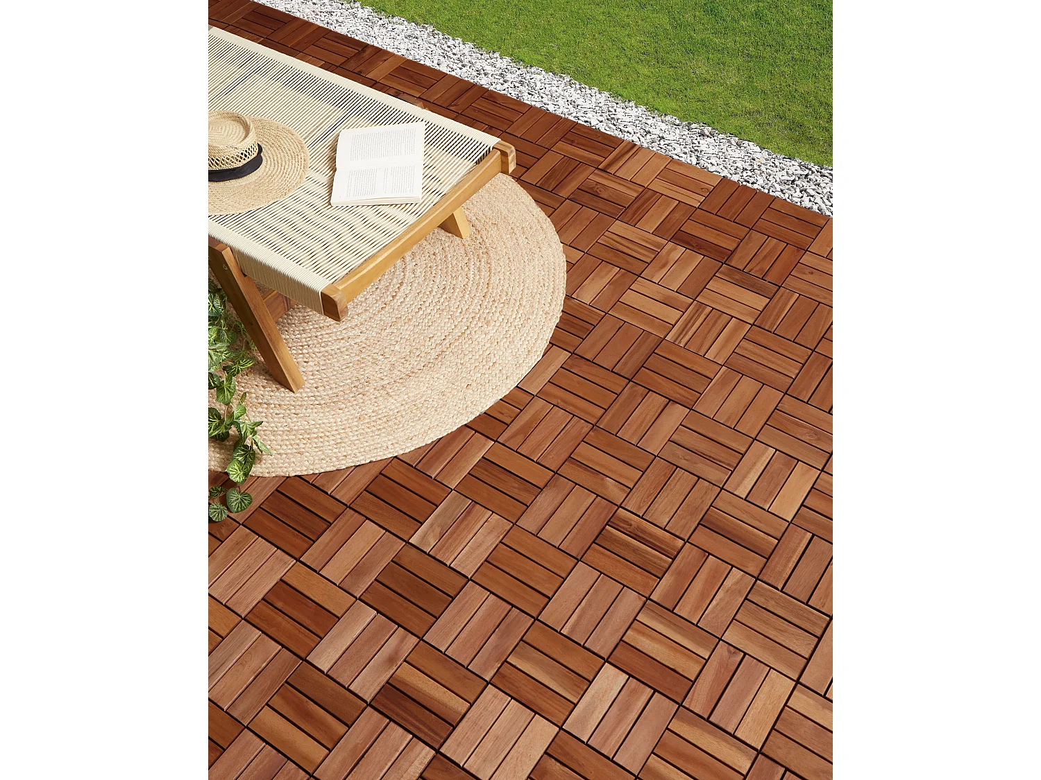 Płytki tarasowe ACERENZA Certyfikowane drewno akacjowe Brązowy