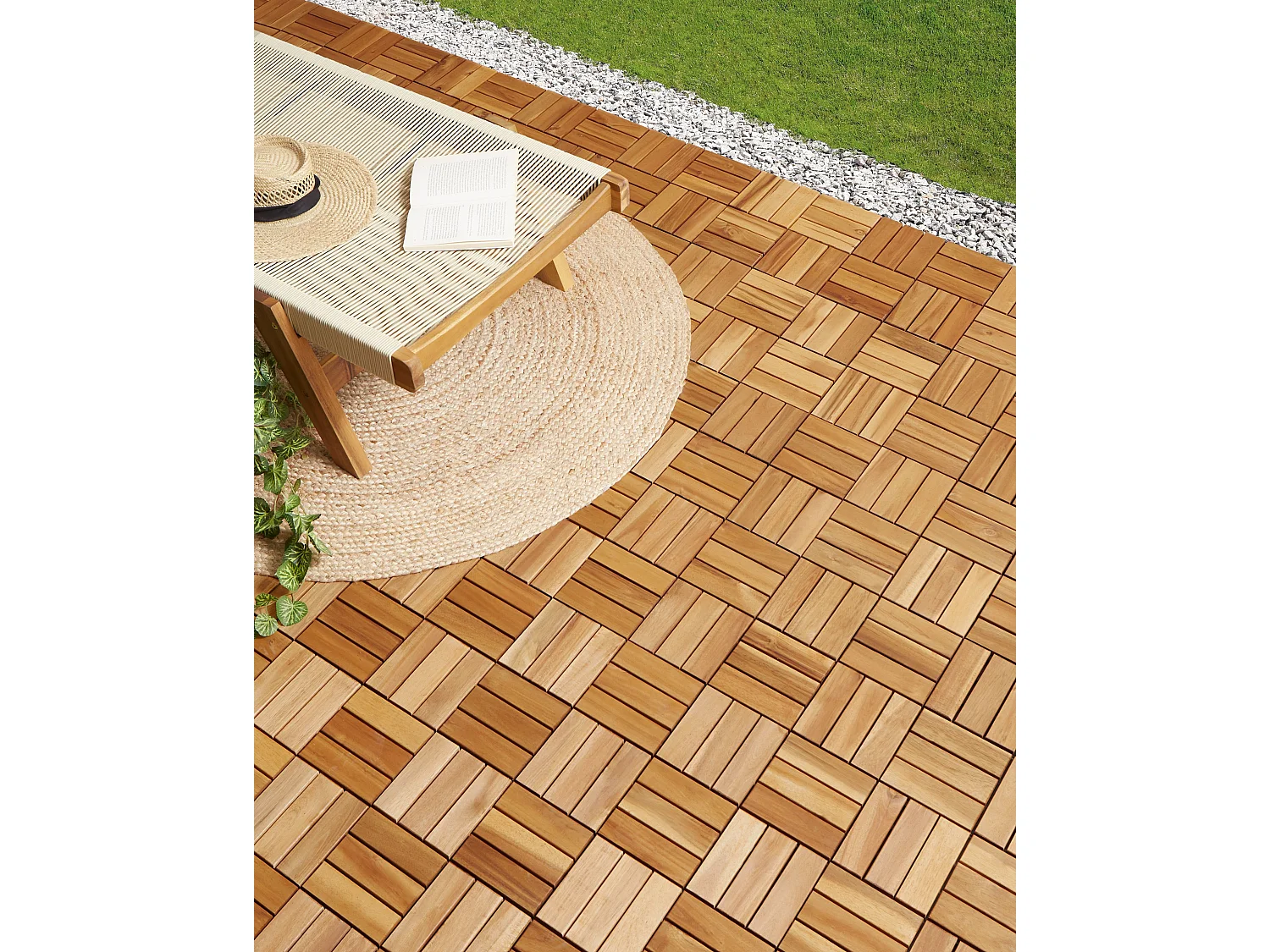 Płytki tarasowe ACERENZA Certyfikowane drewno akacjowe Naturalny