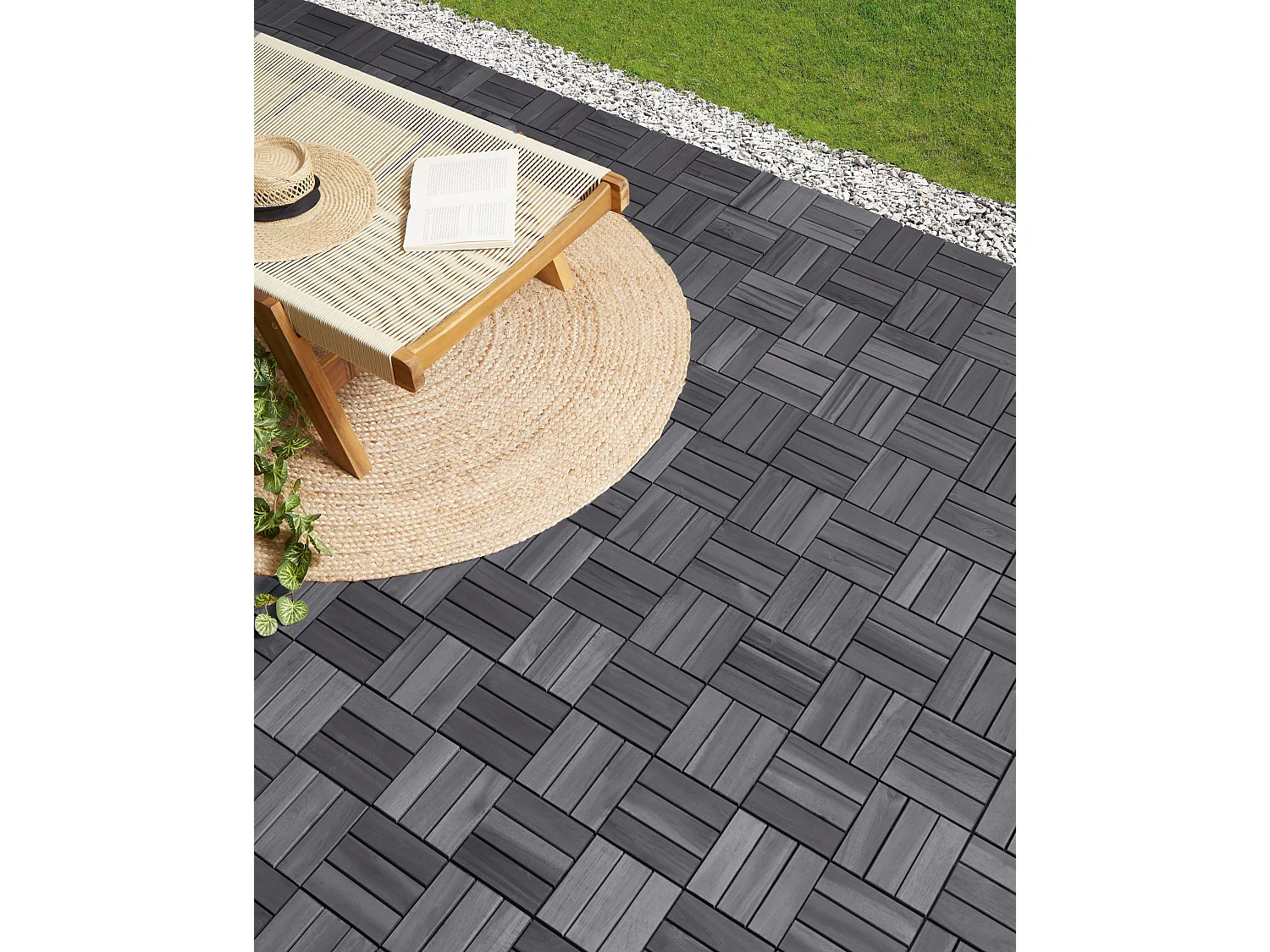 Suelo de exterior ACERENZA Madera de acacia certificada Gris